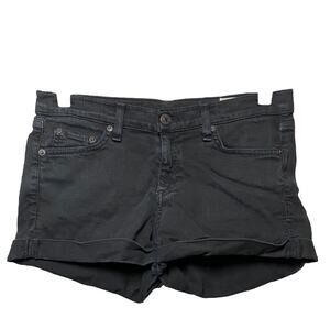 Rag & Bone Denim Shorts Jean Mid Rise 5-Pocket Rolled Hem Black 24"